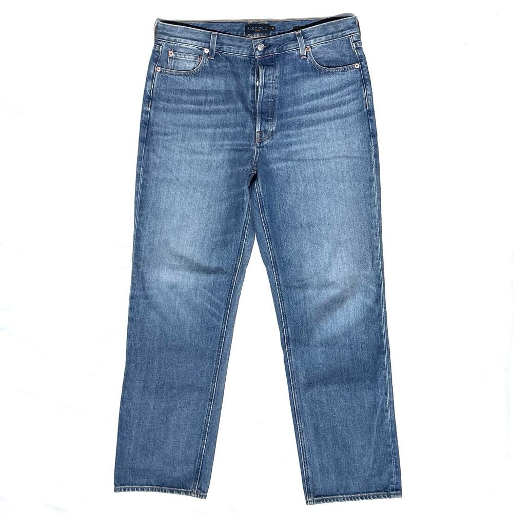Alex Mill Bev Jeans Relaxed Straight Mens 30 Vintage Dark Indigo Blue Actual 34